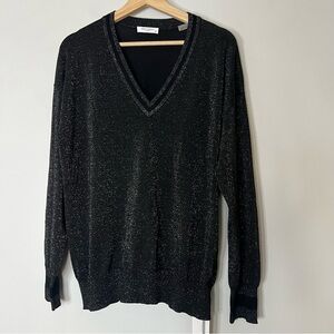Equipment black v neck wool blend sweater size small